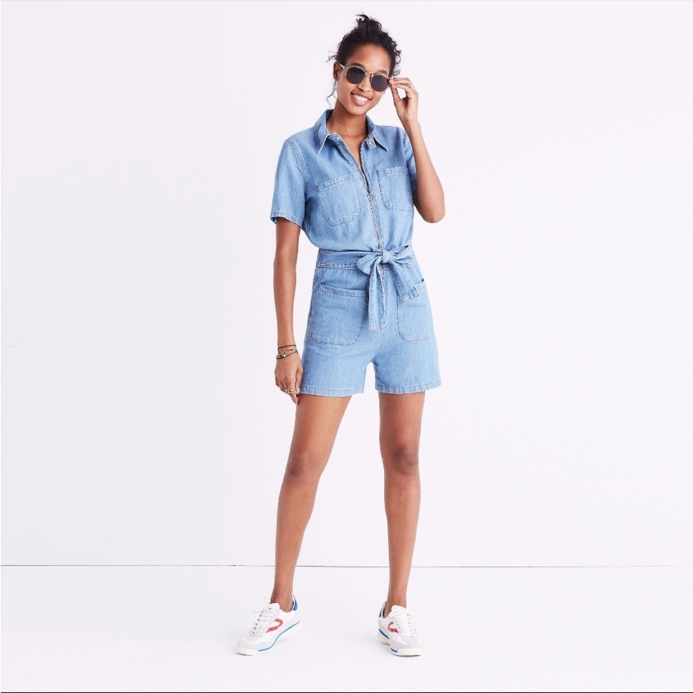 Madewell Light Blue Denim Romper